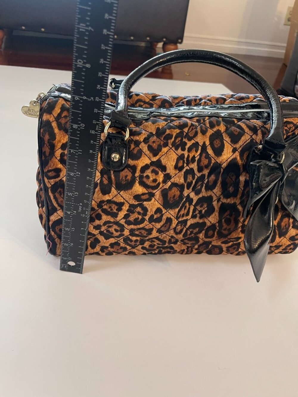 Vintage Betsey Johnson Y2K Leopard Bow Satchel Bag - Picture 5 of 15